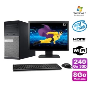 Lote PC tour DELL 3010 MT G2020 Grabador 8Go 240Go SSD HDMI Wifi W7 + LCD 22" - Imagen 1 de 1