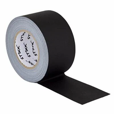 3" x 60 Yard 72mm x 55 m 11 mil STIKK Black Gaffers Tape No Residue Cloth Matte