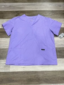 NWT Dagacci Scrub Top Unisex Large Purple Nursing Medical Uniform V-Neck - Picture 1 of 8