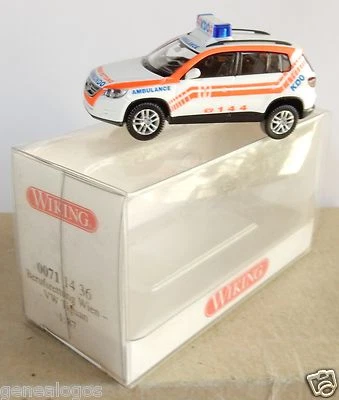 Wiking Ho 1/87 VW Volkswagen Tiguan Wiener Rettung Ambulance Vienna Gift IN Box - Image 1 of 3