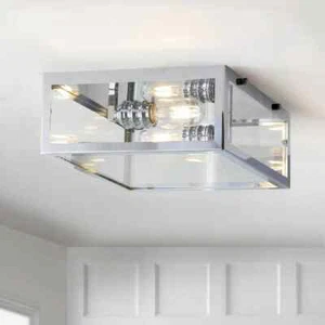 JONATHAN Y Grayson 12 in. Chrome/Clear Metal/Glass LED Flush Mount - Picture 1 of 9