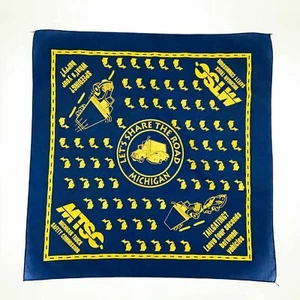 Vintage MTSC MICHIGAN TRUCK SAFETY COMMISSION Bandana, Blue Handkerchief Cloth - Picture 1 of 6