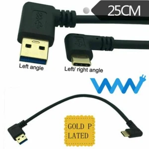 USB-C 3.1 Angled Male to USB-A 3.0 Left Angle Male Charging Data Cable 25CM - Picture 1 of 3