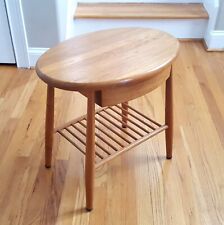 Vintage MCM Danish Teak Oval End Table Jesper? Great Curved Design Slatted Shelf