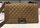  CHANEL Old Medium LE BOY Brown Caviar Quilted Flap Bag Bronze/Chrome HW