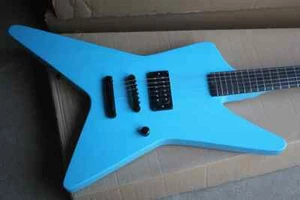 Hot Sale Blue Electric Guitar Whit Unusual Shape Body,1 Pickup,Black Hardwares - Picture 1 of 8
