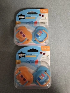 LOT Of 2 Tommee Tippee Summer Days Limited Edition Pacifiers,2 pack 6-18 Mths - Picture 1 of 2