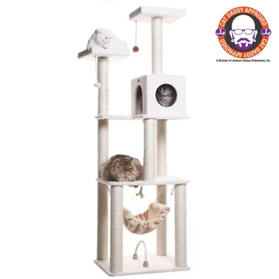 Real Wood B7301 Classic Ivory Cat Tree, 4 Levels With Rope - Image 1 of 4