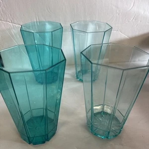 Juego de 4 vasos de exterior Pampered Chef 2008 19 oz azul picnic acrílico usados leer - Imagen 1 de 19