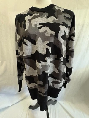 Michael Kors Pullover Sweater Women's Size Small Black Gray Silver Camo LS — 第 1/4 张图片