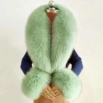 100% Real Raccoon Fur Scarf Women Neck Warm Fox Collar Winter Scarves Fox Cuffs - Image 1 of 4
