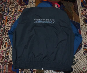 Vintage Perry Ellis Jacket Windbreaker Spellput Logo Full Zip Lightweight XL 90s - Picture 1 of 8