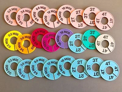 DISCOUNT SIZING Colored Closet Rack Size Divider Organizer Set (8 PC Set) Infant Baby Toddler