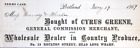 1869 Syrus & Greene Wholesale Dealer In Country Produce Commission Merchant