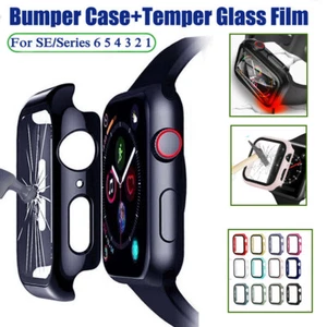 Case Hard Cover Temper Glass For Apple Watch Ultra2 9 8 7 6 5 SE Full Body Film - Picture 1 of 19