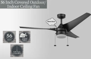 Better Homes & Gardens 56” Matte Black Indoor/Outdoor Ceiling Fan - Picture 1 of 5