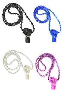 Clenched Fist Pendant Fight The Power Plastic Hip Hop Necklace With Chain - Picture 1 of 6