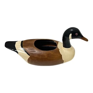 N S Gustin Co Duck Decoy Ceramic Planter Hand Decorated USA 14" L x 5.5" W FLAW - Picture 1 of 10