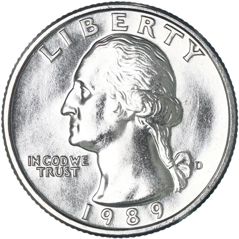 1989 D Washington Quarter Gem BU US Coin Cover