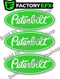 3 Custom Peterbilt Grille Hood Decal Emblems Truck Green & White 359 378 379 353