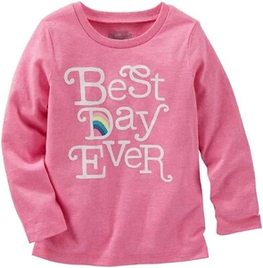 OshKosh B'gosh Girls Long Sleeve "Best Day Ever" T-Shirt; Pink (9 Months) - Picture 1 of 1