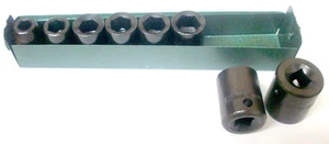 Juego de enchufes de impacto métricos de 9 piezas Mechanics en estuche de transporte de metal 3/8" unidad 6 piezas - Imagen 1 de 2