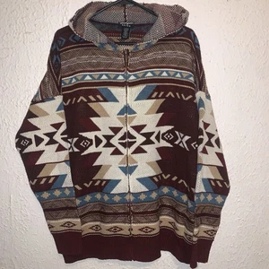 Wrangler Retro Southwest Aztec Print Full Zip Women's Jacket S Maroon Brown Blue - Picture 1 of 5