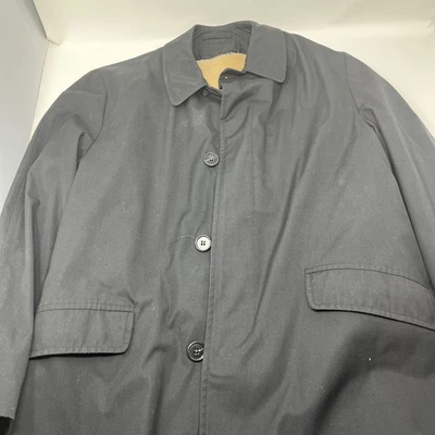 Chaqueta Botany 500 Weather Topper Para Hombre 36 R Negra Gabardina De Colección Con Forro Foto 1 de 4