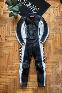Vintage Dainese Women's Racing Motorcycle Leather Jacket Size 46 M Black & White - Picture 1 of 10