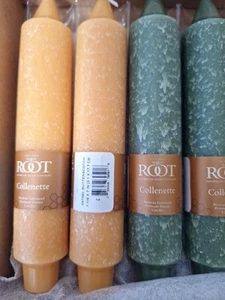 Candele radice 7" in scatola 2 e 2 butterscotch e colori oliva scuro cera d'api migliorata - Foto 1 di 8
