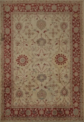 Intrincada alfombra floral Chobi Peshawar 9x12 con elegancia clásica alfombra marfil Foto 1 de 4