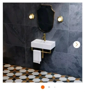 Swiss Madison Home 22" Claire Wall Mount Bathroom Sink W/Brushed Gold Towel Bar - Picture 1 of 11