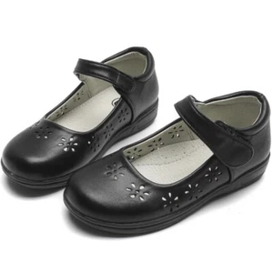 Girls School Shoes Casual Formal Black Smart Mary Jane Brogue Flat UK6.5 - Picture 1 of 4