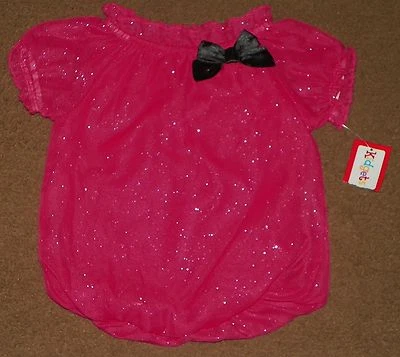 NUEVO CON ETIQUETAS Niñas KIDGETS Rosa Transparente TOP Camisa Talla 12 Meses Brillantes Vacaciones Foto 1 de 3