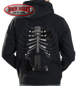 AMPED UP Hooded Sweat Shirt Hoodie Guitar Microphone Singer Rib Cage ~ Musician
