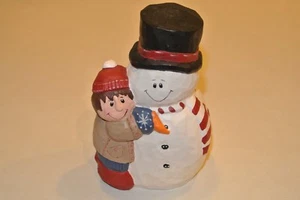 Eddie Walker 6" Boy making Snowman Black Top hat Carrot Scarf Christmas Midwest - Picture 1 of 7