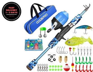 Kit de pesca con señuelos vara accesorios caña pescar carrete telescópica KIDS - Picture 1 of 7