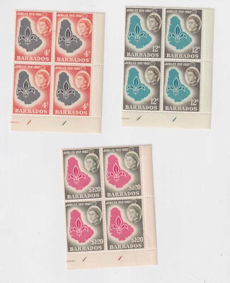 (barbados) 1962 Sc 254/6 boy scouts, set MNH, bloque de cuatro v2275 Foto 1 de 3