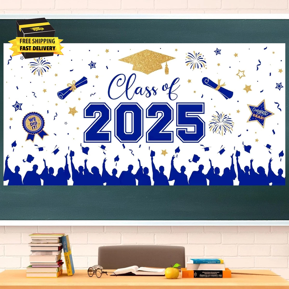 'So Proud Of You' Graduation Banner - Congrats Grad Bunting Sign, Class Of 2022 Decor (Blue) - View #4