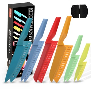 6Pcs Küchenmesser Set Edelstahl Farbe kodiert Non-Stick Kochmesser Set - Bild 1 von 11