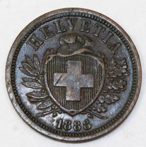 1888 Switzerland 2 Rappen - VF Very Fine Condition - Picture 1 of 2