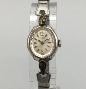Reloj Elgin Vintage Damas 15mm Cuerda Manual 10K Oro Laminado Diamante Banda Elástica - Imagen 1 de 14