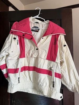 Abrigo Chaqueta Vintage Mujer’s Head Ropa Deportiva Años 80 90 Retro Blanco Rosa Caliente M Foto 1 de 4