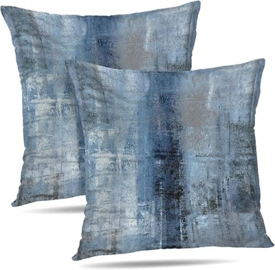 Pack de 2 fundas de almohada azules 18x18 abstractas modernas arte para el hogar decoración decorativas Foto 1 de 4