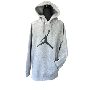 Air Jordan Jumpman Logo Fleece Pullover Hoodie Men's Gray DA6801-091 Sz Lg Nice - Picture 1 of 7