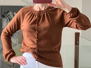 Boden Ladies Classic Long Sleeve Wool cardigan Cinnamon Brown Size UK 14 - Picture 1 of 10