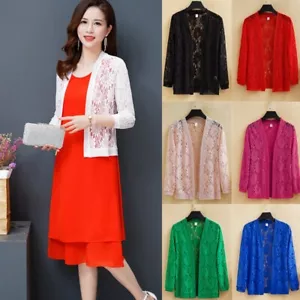 Spitze Cardigan Blumen Aushöhlen Achselzucken Wickel Cropped Capes Bolero Bluse Tops Chic - Bild 1 von 15