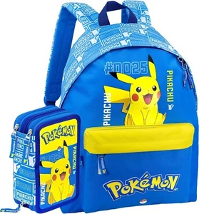 Clondo Schoolpack Zaino con Astuccio 3 Scomparti, Per Pokemon Fan, Scuola e Tem - Picture 1 of 7