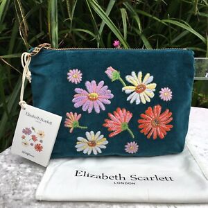NEW With Tag Elizabeth Scarlett - Wildflower Rich Blue Velvet Mini Pouch