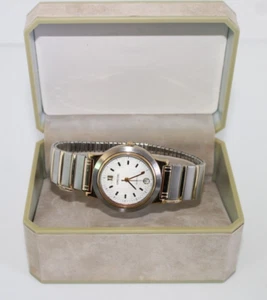 Vintage Men's Authentic 7112 Speidel Swiss Quartz Two Tone Wristwatch Date - Picture 1 of 13